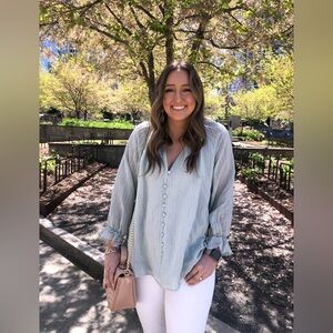 Umgee Light Blue Button-Down Blouse